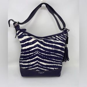 Coach Purple & White Zebra Print Duffle 23410